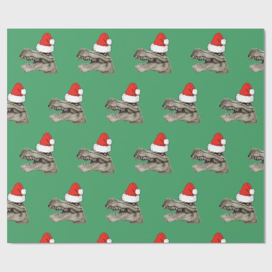 kerstpapier voor Santa Dinosaur T-Rex Cadeaupapier (Vlak)