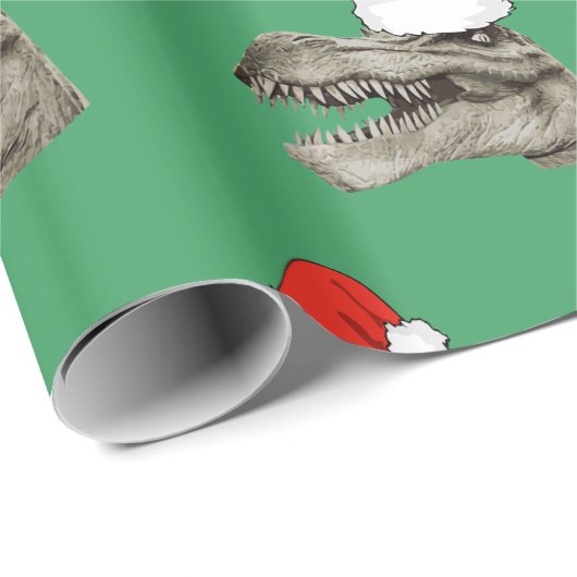 kerstpapier voor Santa Dinosaur T-Rex Cadeaupapier (Rol Hoek)