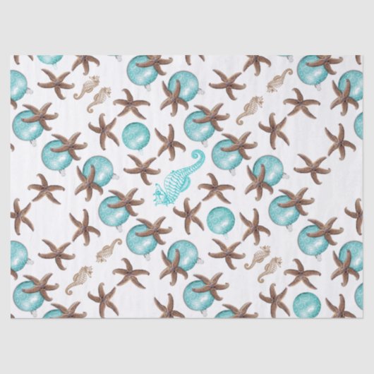 kerstpapier voor Zeeen met staarten Tissuepapier (Voorkant)