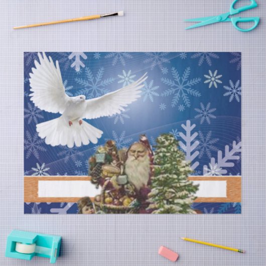 kerstpapier, witte duif, tissuepapier (Craft)