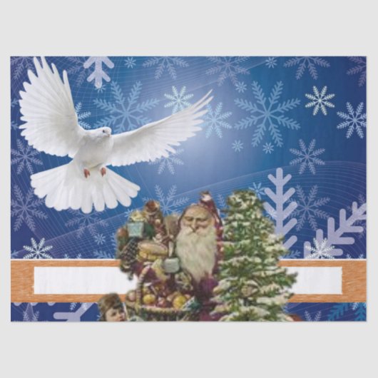 kerstpapier, witte duif,  tissuepapier (Voorkant)