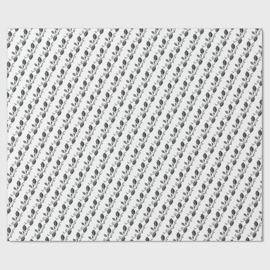 kerstpapier — zwarte holly Wrapping Pape Cadeaupapier (Vlak)