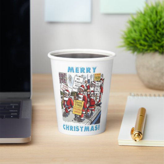 Kerstpapieren bekers met Santa Strike (Insitu)