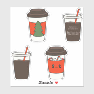 kerstpapieren bekertjes met Sleeves roerders Sticker