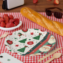 Kerstpapieren bord – Kerstman en feestdagen 