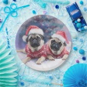 Kerstpapieren bord voor pug liefhebbers (Feest)