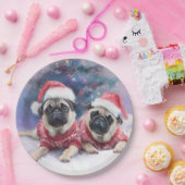 Kerstpapieren bord voor pug liefhebbers (Feest)