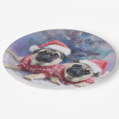 Kerstpapieren bord voor pug liefhebbers (Gekanteld)