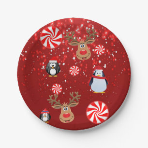 Kerstpapieren borden, Pinguïn Papieren Bordje