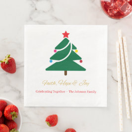 Kerstpapieren servet met kerstmotieven