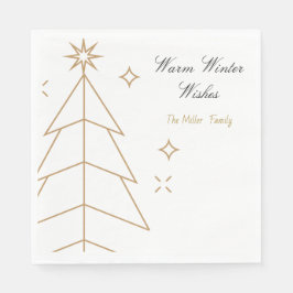 Kerstpapieren servet met minimalistische bomen & s