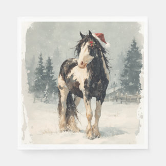 Kerstpapieren servet / Mooie Paint Horse
