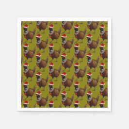 Kerstpapieren servetten met fazantpatroon