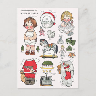 Kerstpapierpop Reproductie Ansichtkaart uit het ve Feestdagenkaart