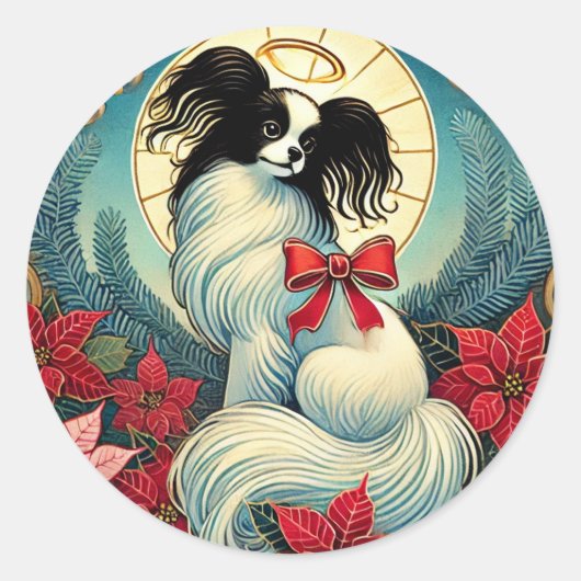 Kerstpapillon Ronde Sticker (Voorkant)
