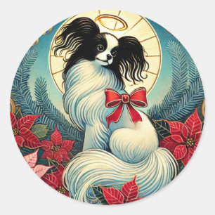Kerstpapillon Ronde Sticker