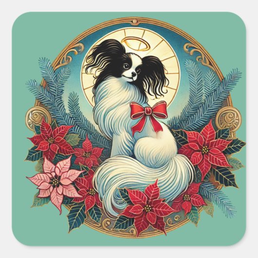 Kerstpapillon Vierkante Sticker (Voorkant)