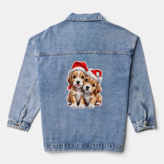 kerstpapuie honden denim jacket (Achterkant)
