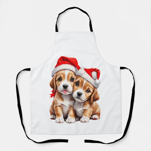 kerstpapuie honden schort (Voorkant)