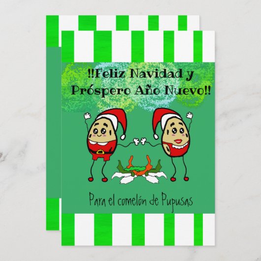 Kerstpara el Comelón Pupusas Feestdagenkaart (Voorkant / Achterkant)