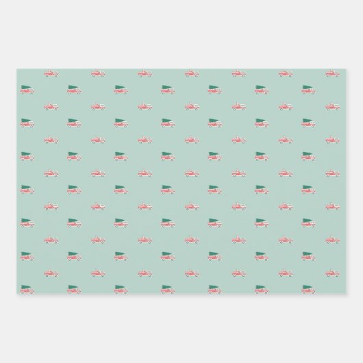 Kerstparade met brandweerauto's inpakpapier vel (Voorkant 2)