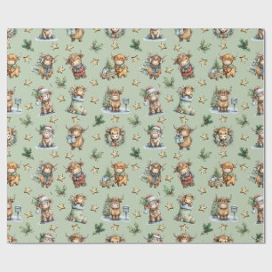 Kerstparade met Schotse Hooglanders Cadeaupapier