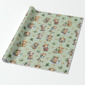 Kerstparade met Schotse Hooglanders Cadeaupapier (Uitgerold)