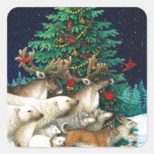 kerstparade vierkante sticker (Voorkant)