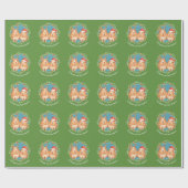 Kerstparelhoenders Santa en Reindeer Wreate Cadeaupapier (Vlak)