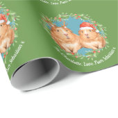 Kerstparelhoenders Santa en Reindeer Wreate Cadeaupapier (Rol Hoek)