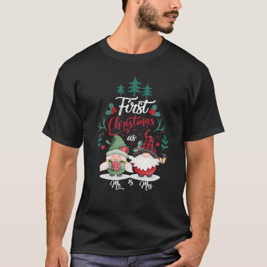 Kerstparen, eerste Kerstmis als de heer en mevrouw T-shirt (Voorkant)
