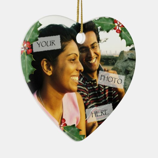 Kerstparen hartfoto-versiering keramisch ornament (Rechts)