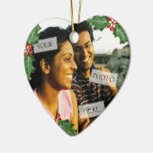 Kerstparen hartfoto-versiering keramisch ornament (Links)