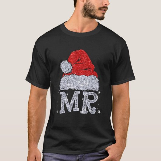 Kerstparen met Mr en Mrs Santa Hat Xma T-shirt (Voorkant)
