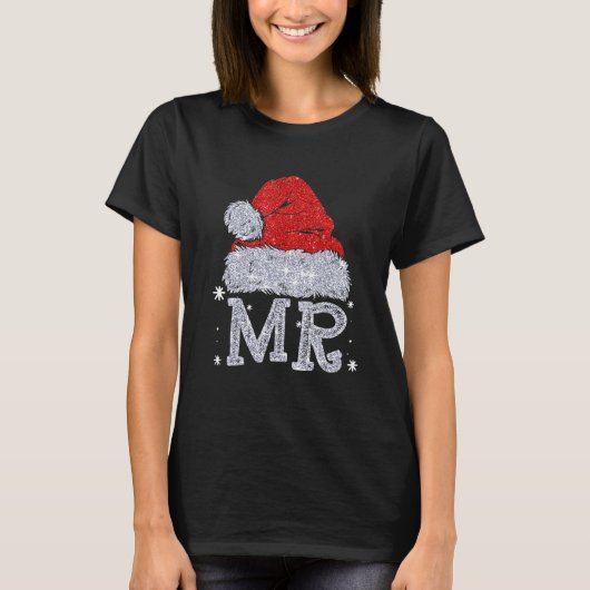 Kerstparen met Mr en Mrs Santa Hat Xma T-shirt (Voorkant)