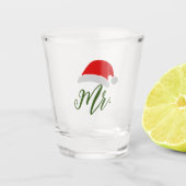 kerstparen voor mannen, Mr & Mrs Santa hat design Shot Glas (Voorkant)