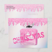 kerstparfum roze glitter Paint Drip Trendy Briefkaart (Voorkant / Achterkant)