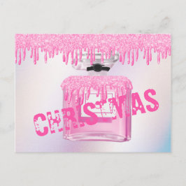 kerstparfum roze glitter Paint Drip Trendy Briefkaart