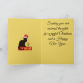 Kerstparodie Le Chat Noel uitgeknipte vorm met sto Feestdagen Kaart (Binnen)