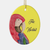Kerstparrot Feliz Navidad Macaw Omkeerbaar Keramisch Ornament (Rechts)