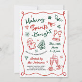 Kerstparty Met de Hand Getekende Kerstsfeer Kaart (Voorkant)