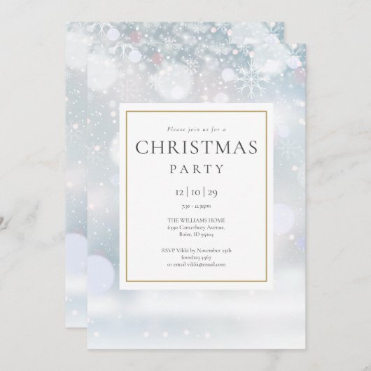 Kerstparty met winters sneeuwvlokken kaart (Voorkant / Achterkant)