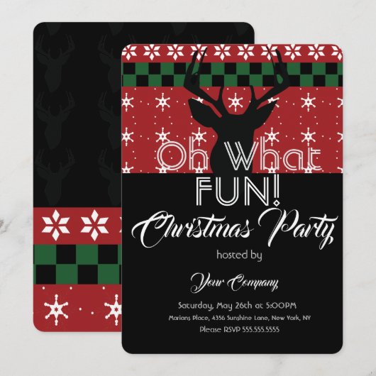 Kerstparty Sweater Herten Lelijke Sweater Kaart (Voorkant / Achterkant)