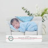 kerstpasgeboren foto geboorteaankondiging aankondiging (Staand voorkant)