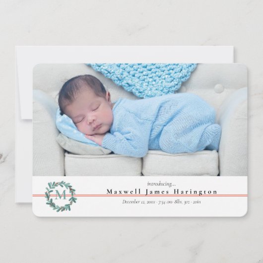 kerstpasgeboren foto geboorteaankondiging aankondiging (Voorkant)