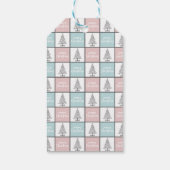 Kerstpasta blauw en roze modern patroon cadeaulabel (Achterkant)