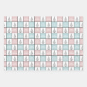 Kerstpasta blauw en roze modern patroon inpakpapier vel (Voorkant)