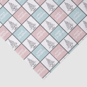 Kerstpasta blauw en roze modern patroon tissuepapier (Detail)