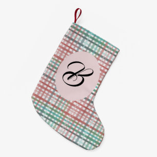 Kerstpastel roze plaid. Aangepast met de naam. Kleine Kerstsok