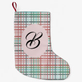 Kerstpastel roze plaid. Aangepast met de naam. Kleine Kerstsok (Voorkant)